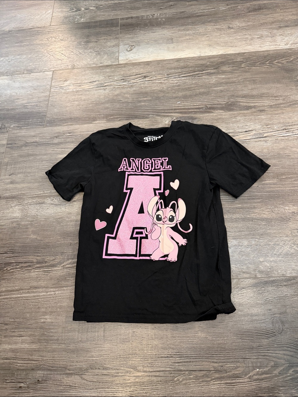 Disney Stitch‎ Kids Angel Graphic Tee with Pink Letter A